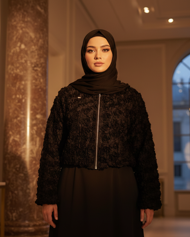 3D Floral Black Set in elegant setting