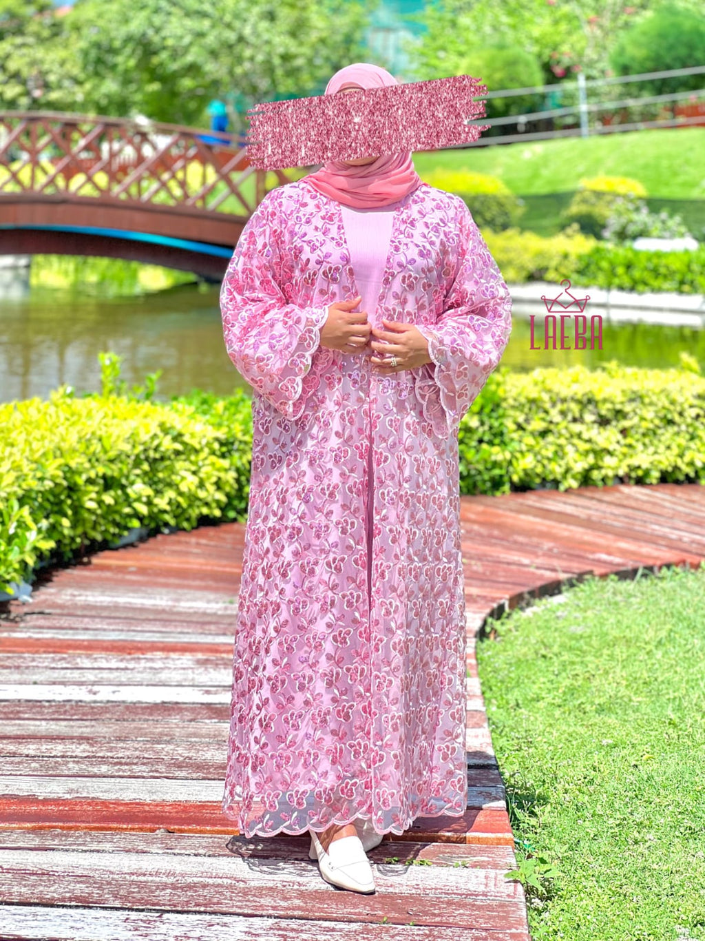 Lace Blossom Abaya (Pink) – Limited Edition