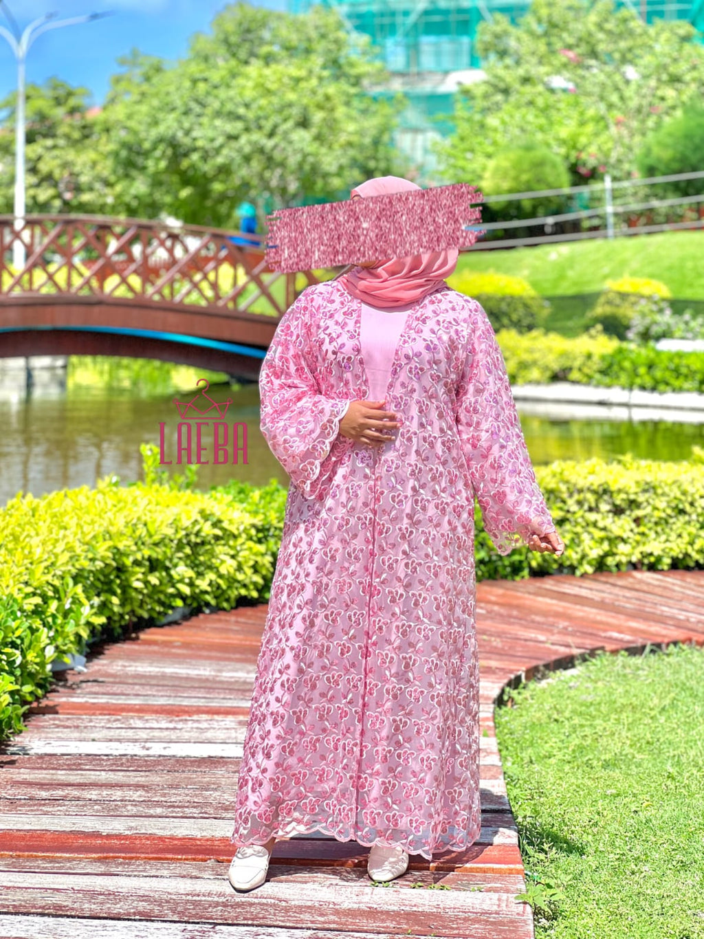 Lace Blossom Abaya (Pink) – Limited Edition