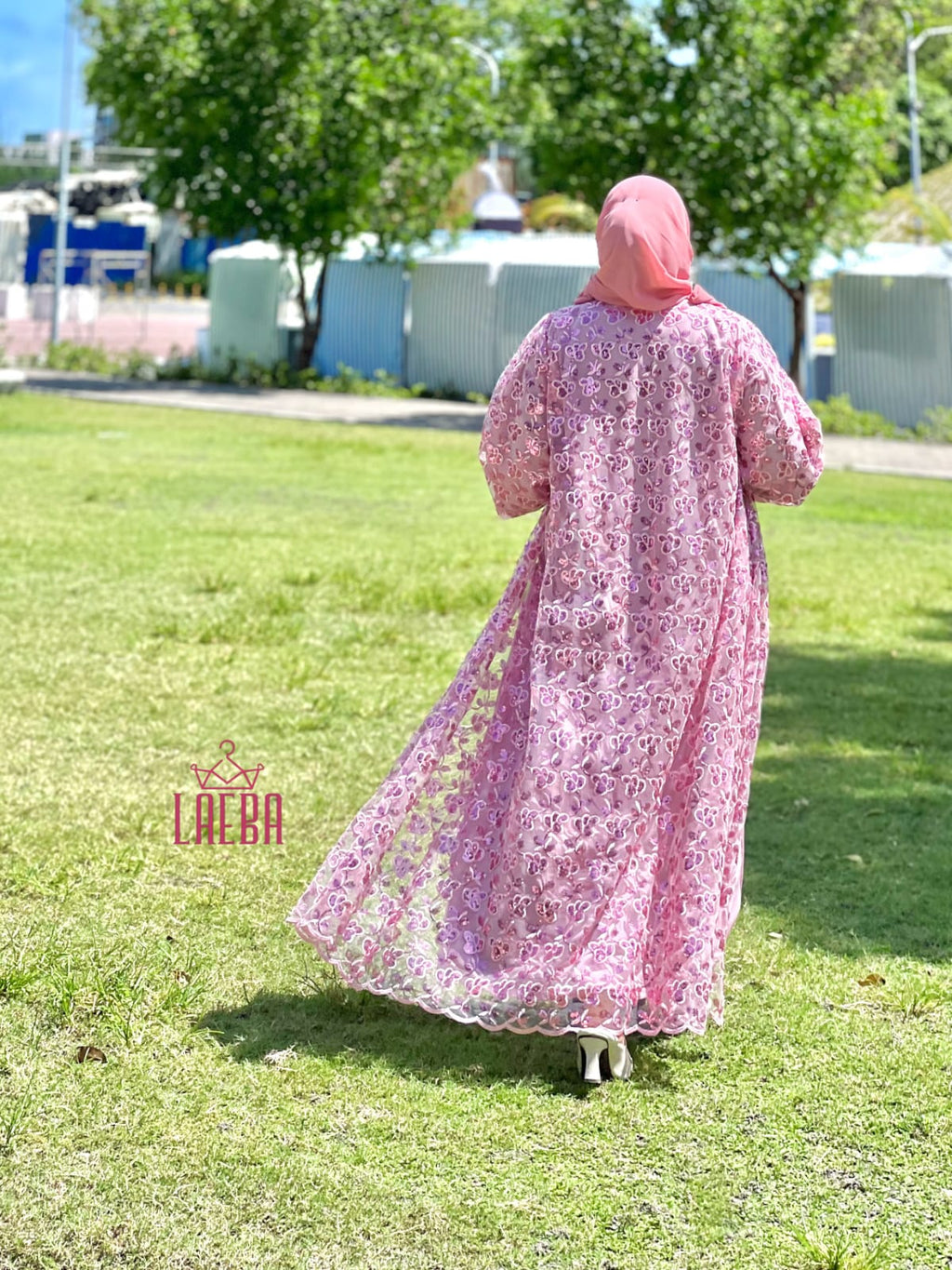 Lace Blossom Abaya (Pink) – Limited Edition