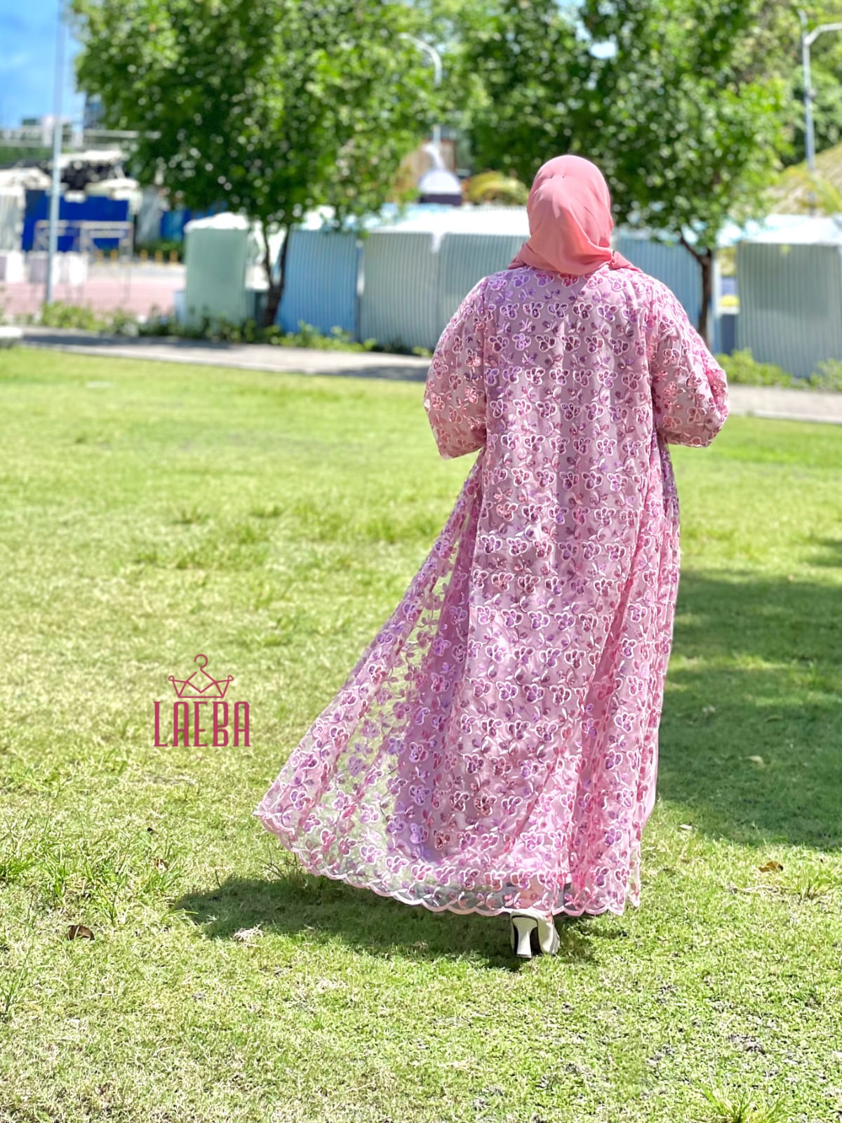 Lace Blossom Abaya (Pink) – Limited Edition