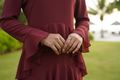 Wine Red Ruffle Layered Chiffon Dress